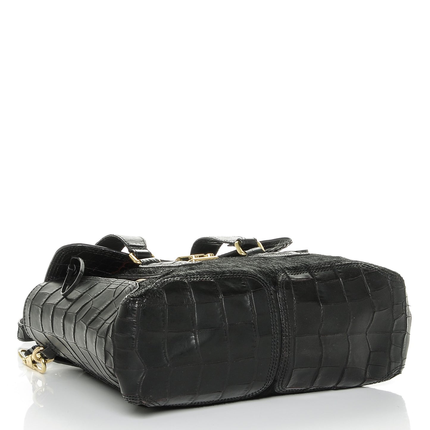 3.1 Calf Hair Calfskin Crocodile Embossed Medium Pashli Satchel Antique Red Black