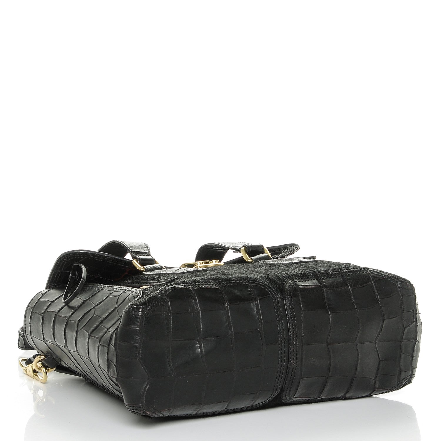 3.1 Phillip Lim 3.1 Calf Hair Calfskin Crocodile Embossed Medium Pashli Satchel Antique Red Black 4 of 8