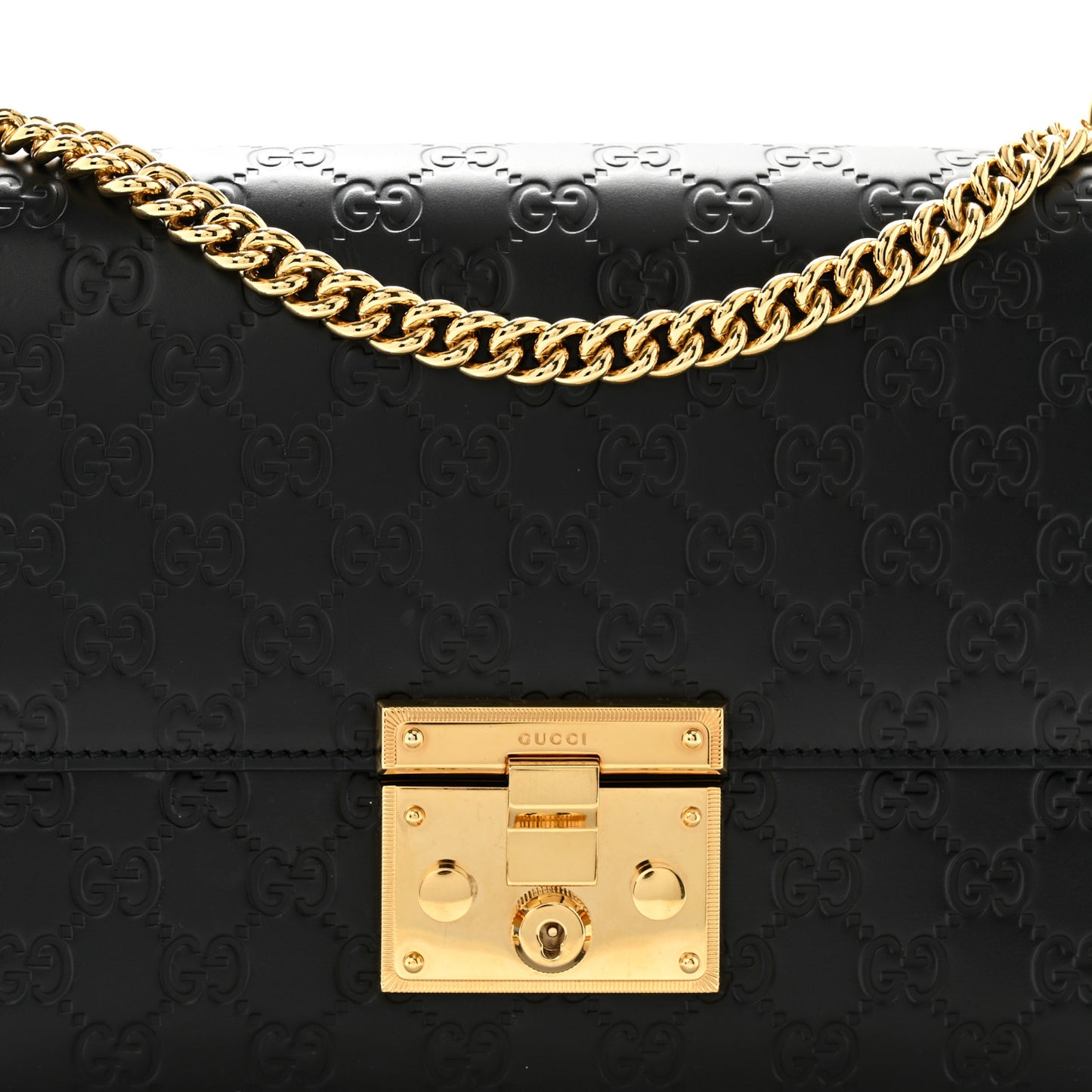 Guccissima Medium Padlock Shoulder Bag Black