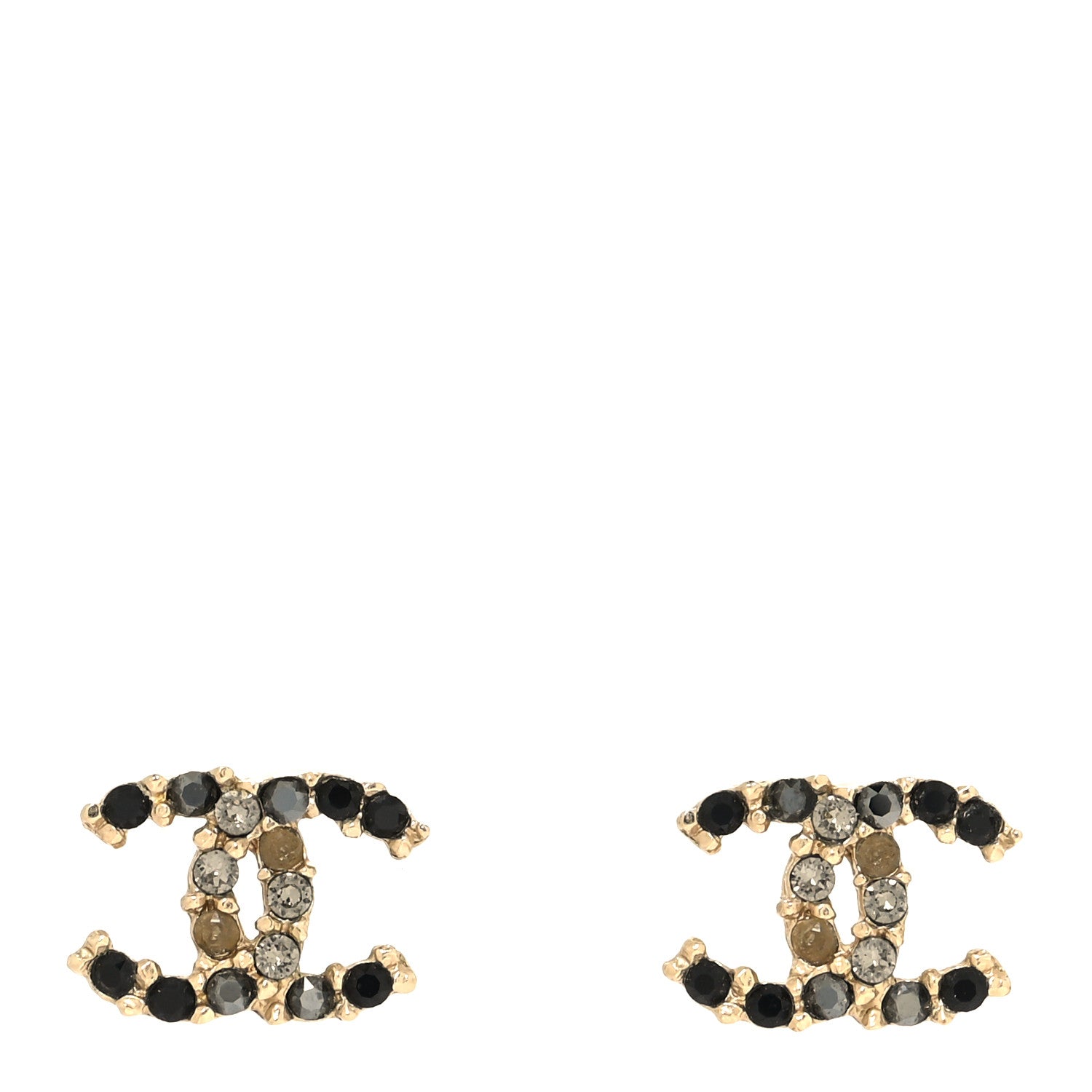 Chanel Crystal CC Earrings Gold Black Multicolor 1 of 4