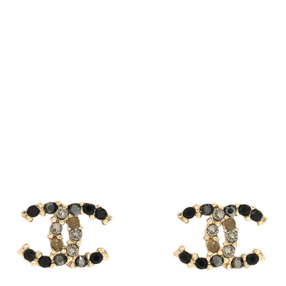 Chanel Crystal CC Earrings Gold Black Multicolor 1 of 4