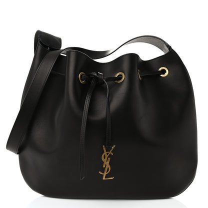 Saint Laurent Smooth Calfskin Paris VII Large Flat Hobo Black 1 of 11