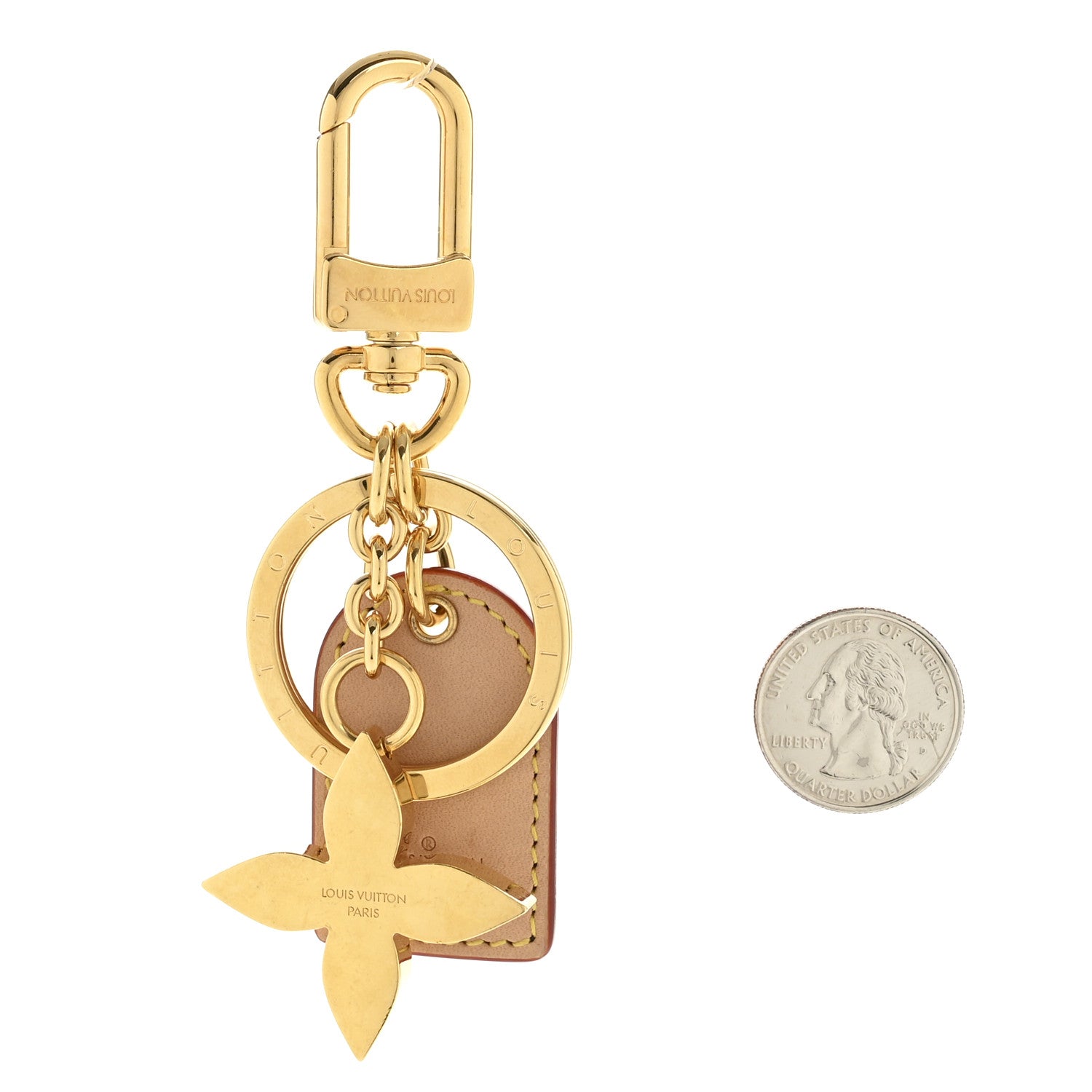 Louis Vuitton Monogram LV For You And Me Bag Charm Key Holder Gold 2 of 4