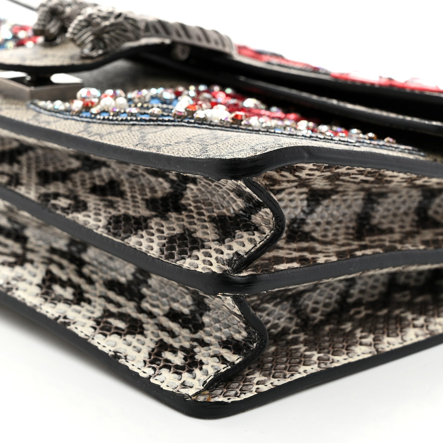 GG Supreme Monogram Snakeskin Crystal Magnetismo Embroidered Medium Dionysus Shoulder Bag