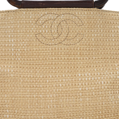 Chanel Woven Straw Raffia Wooden Handle Bag 8 of 10
