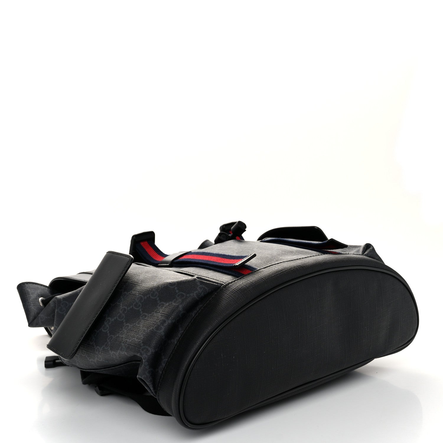 Gucci Soft GG Supreme Monogram Calfskin Web Double Buckle Backpack Black 4 of 10