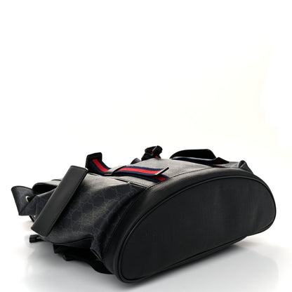Gucci Soft GG Supreme Monogram Calfskin Web Double Buckle Backpack Black 4 of 10