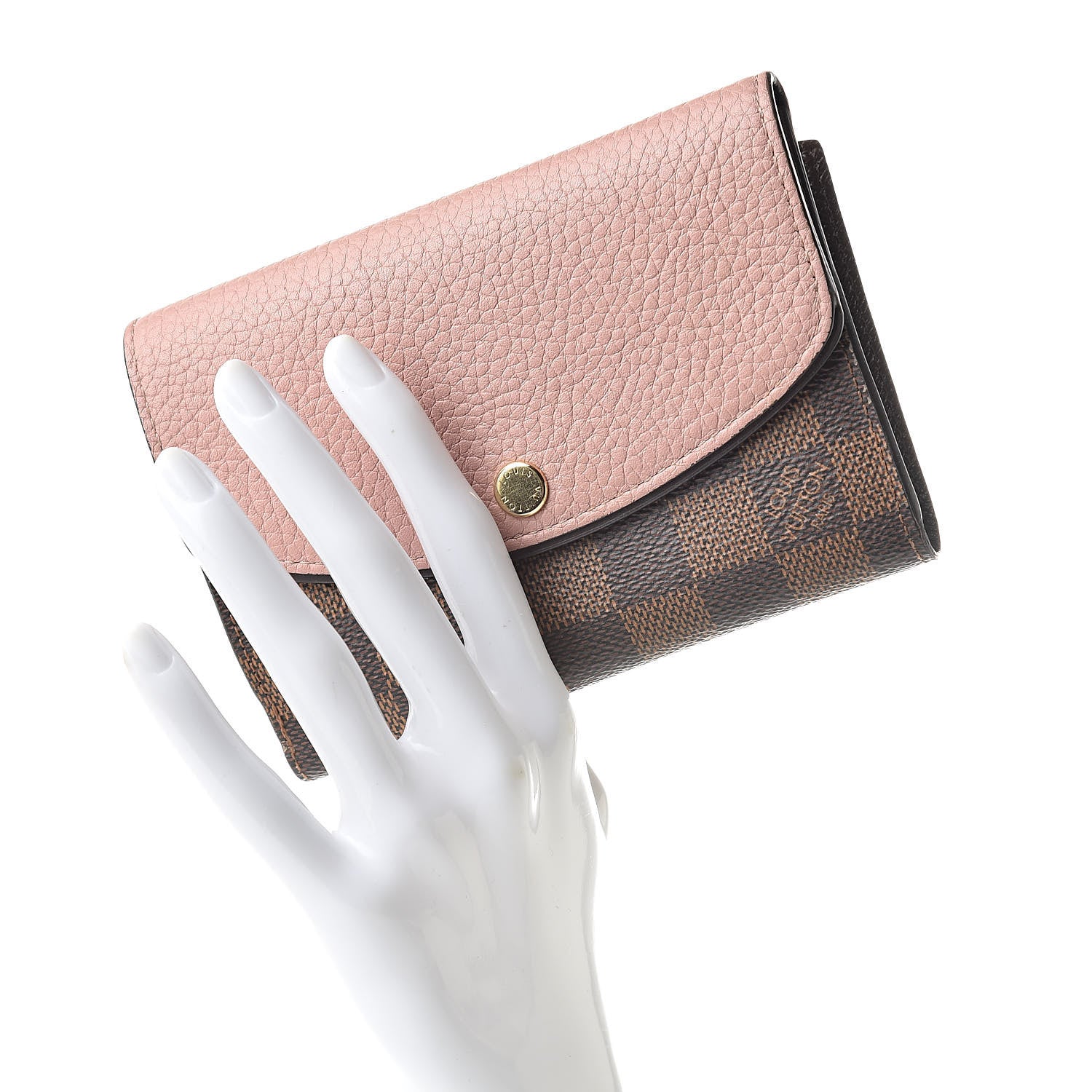 Louis Vuitton Damier Ebene Normandy Compact Wallet Rose Ballerine 2 of 7