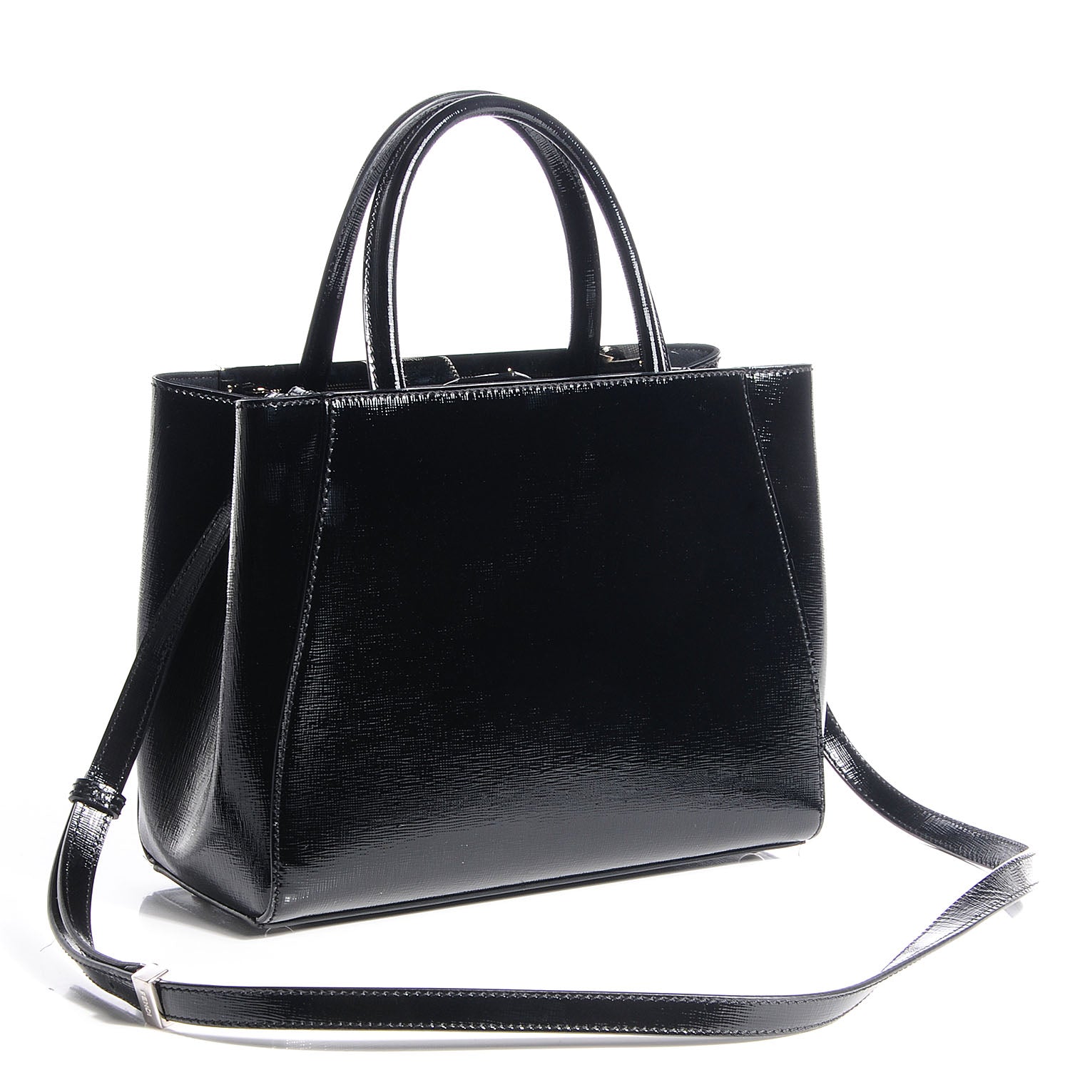 Fendi Patent Vitello Elite Petite 2Jours Tote Black 3 of 9