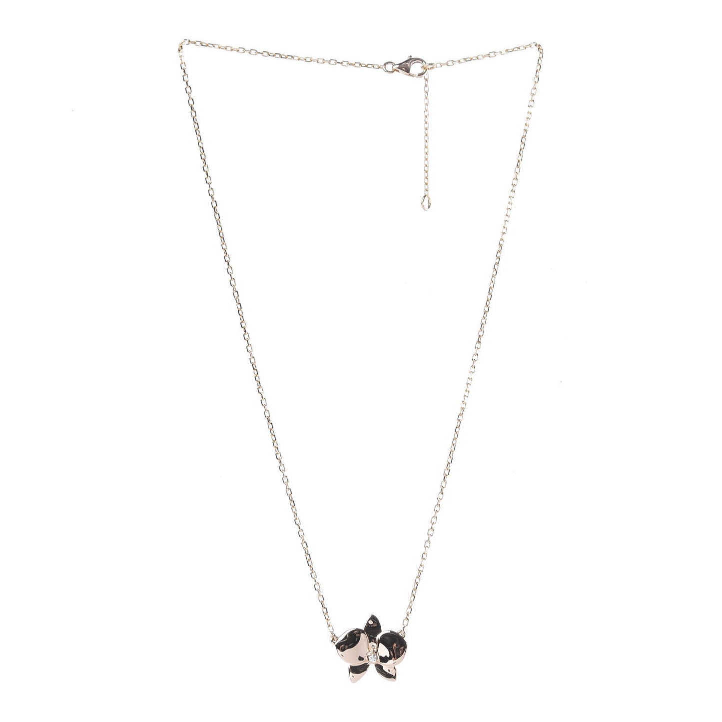 18K Pink Gold Diamond Caresse D'Orchidees Par Necklace