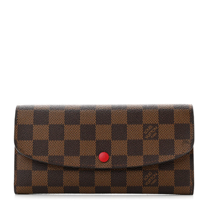 Louis Vuitton Damier Ebene Emilie Wallet Red 1 of 8