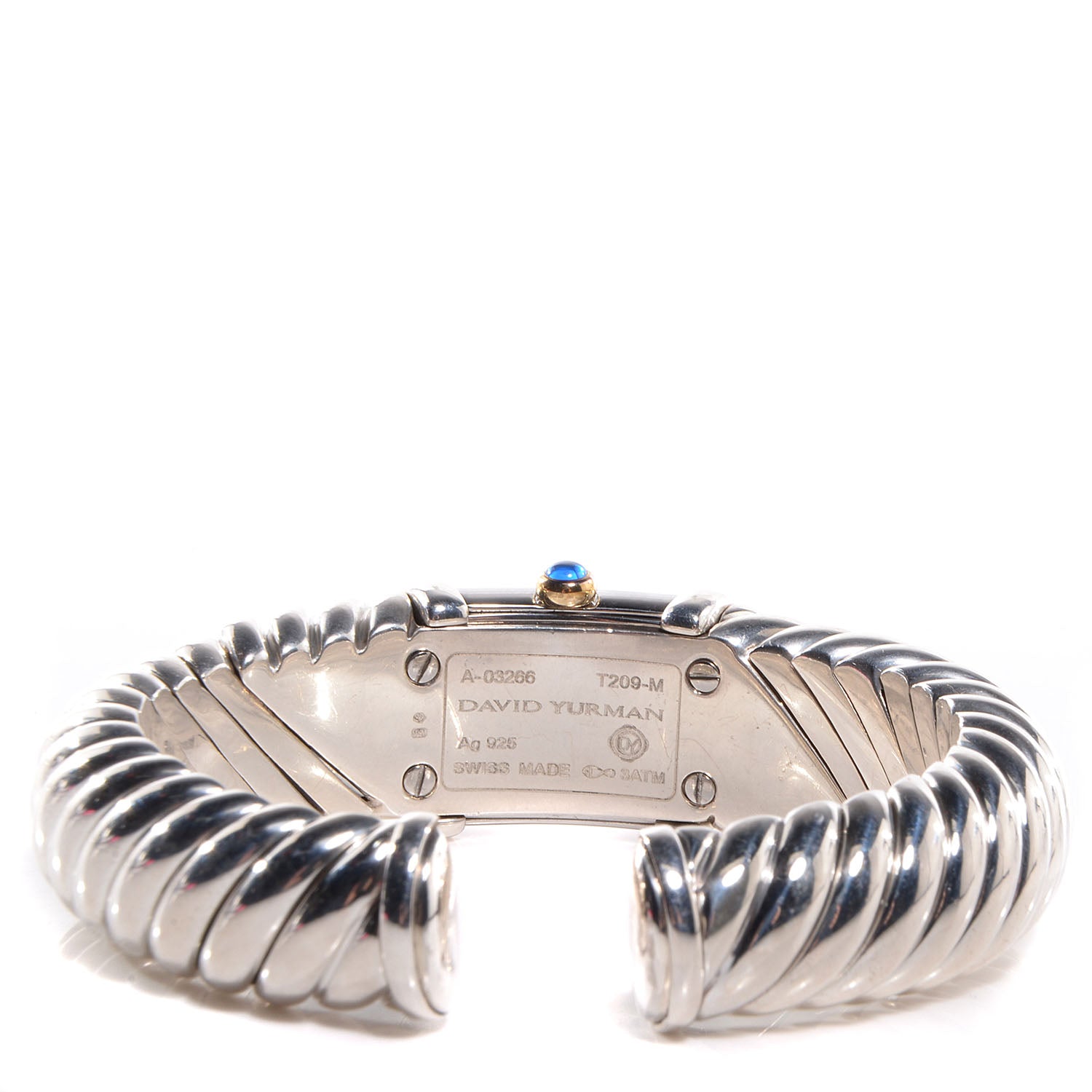 David Yurman Sterling Silver 18K Yellow Gold Diamond Mother of Pearl 19mm Waverly Quartz Watch 3 of 4