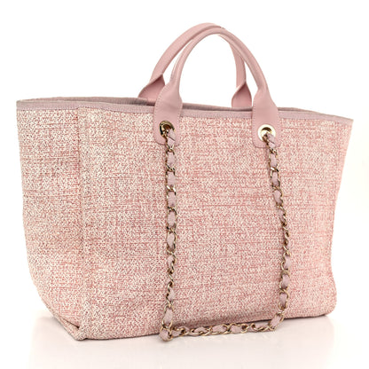 Chanel Straw Lurex Medium Deauville Tote Pink 3 of 12