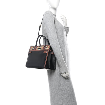 Burberry Calfskin Vintage Check Small Two Handle Title Bag Black 2 of 11