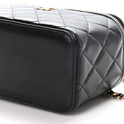 Chanel Lambskin Quilted Small Top Handle Vanity Case With Chain Black 10 of 10