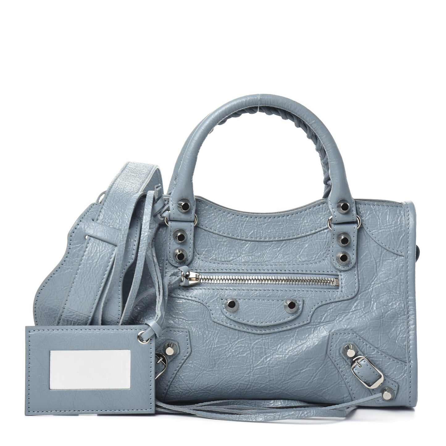 Agneau Classic Silver Hardware Mini City Bleu Gris