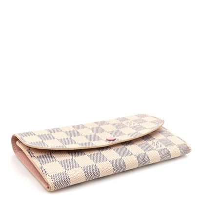 Louis Vuitton Damier Azur Emilie Wallet Rose Ballerine 4 of 10