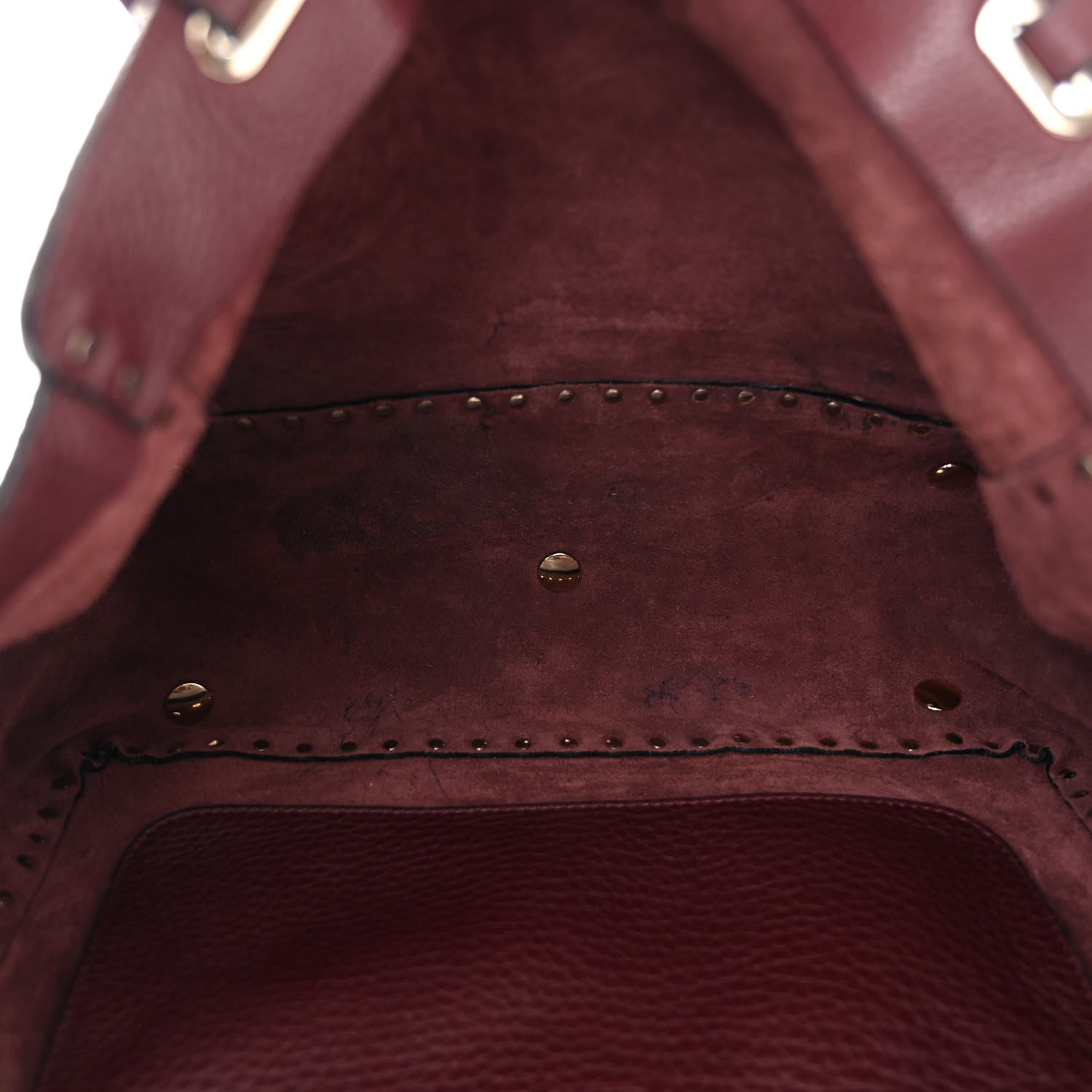 Valentino Garavani Pebbled Calfskin Medium Rockstud Tote Rubin 5 of 9
