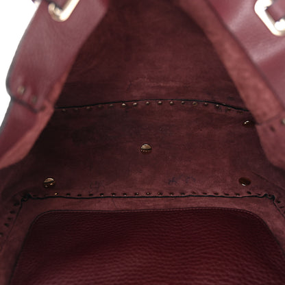 Valentino Garavani Pebbled Calfskin Medium Rockstud Tote Rubin 5 of 9