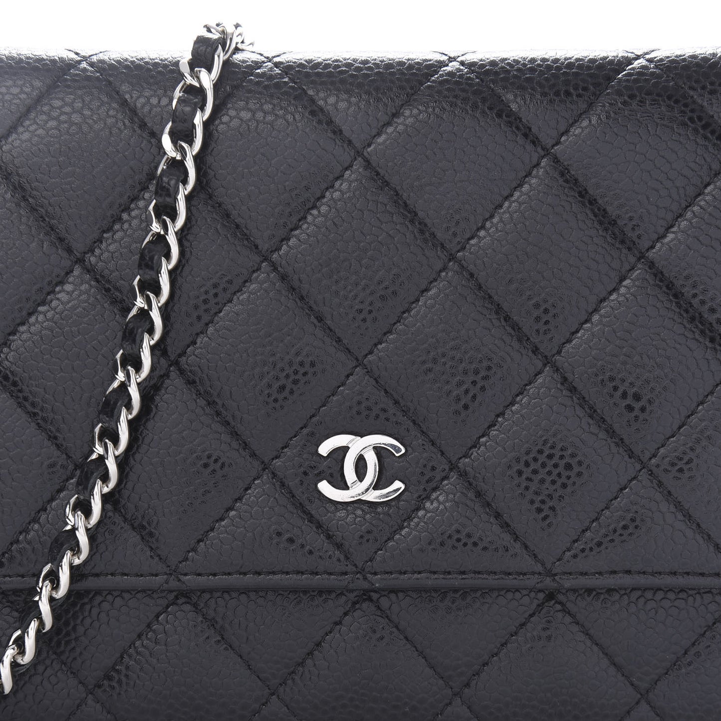 Caviar Quilted Wallet On Chain WOC Black