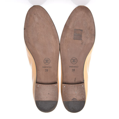 Chanel Lambskin Cap Toe CC Ballerina Flats 39 Beige Black 7 of 16