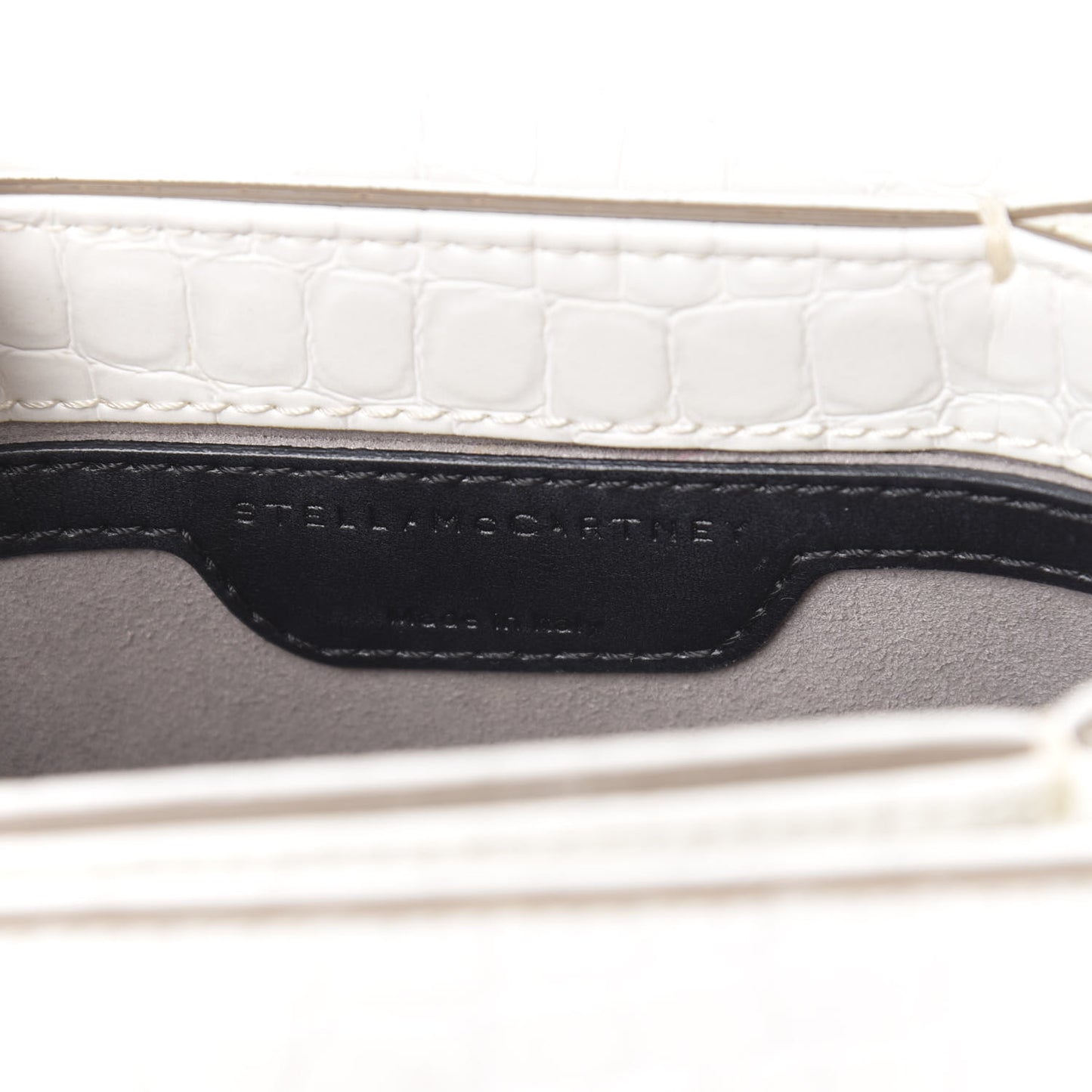 Embossed Crocodile Effect Medium Falabella Box Shoulder Bag Ivory