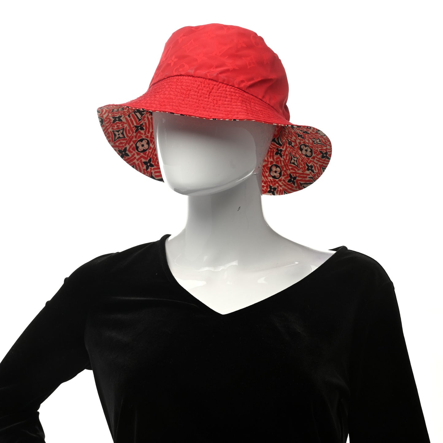 Nylon Canvas Monogram Giant Crafty Reversible Bucket Hat Creme Rouge