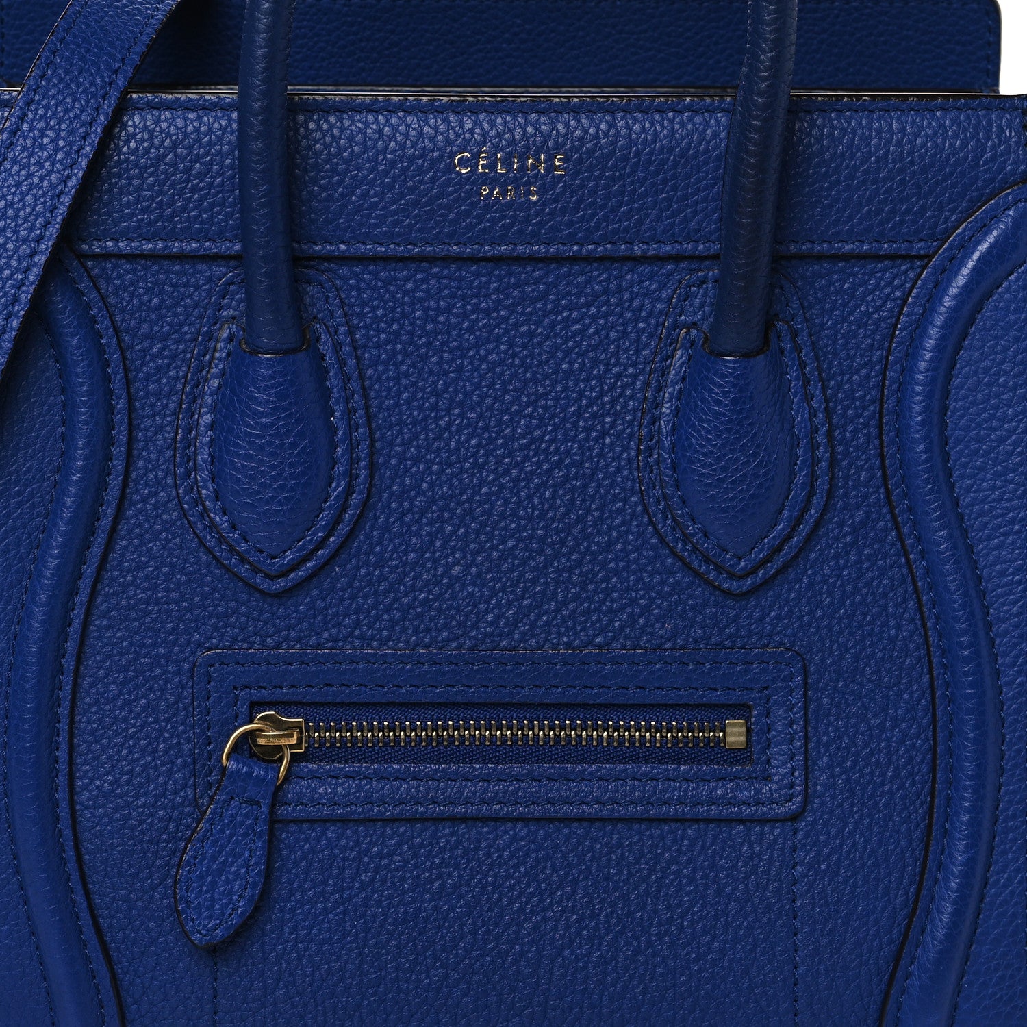 Celine Drummed Calfskin Nano Luggage Indigo 8 of 10