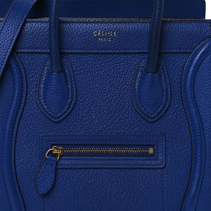 Celine Drummed Calfskin Nano Luggage Indigo 8 of 10