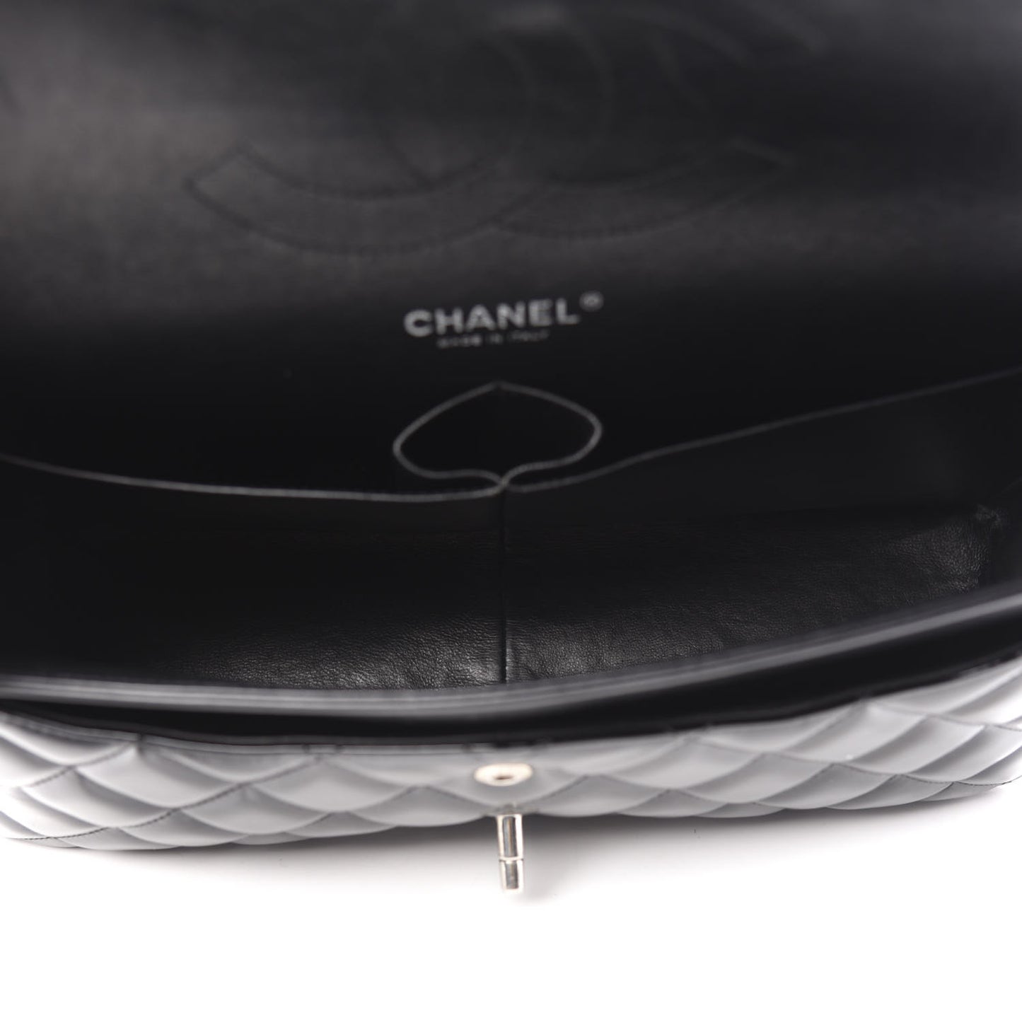 Patent Quilted Jumbo Double Flap Black