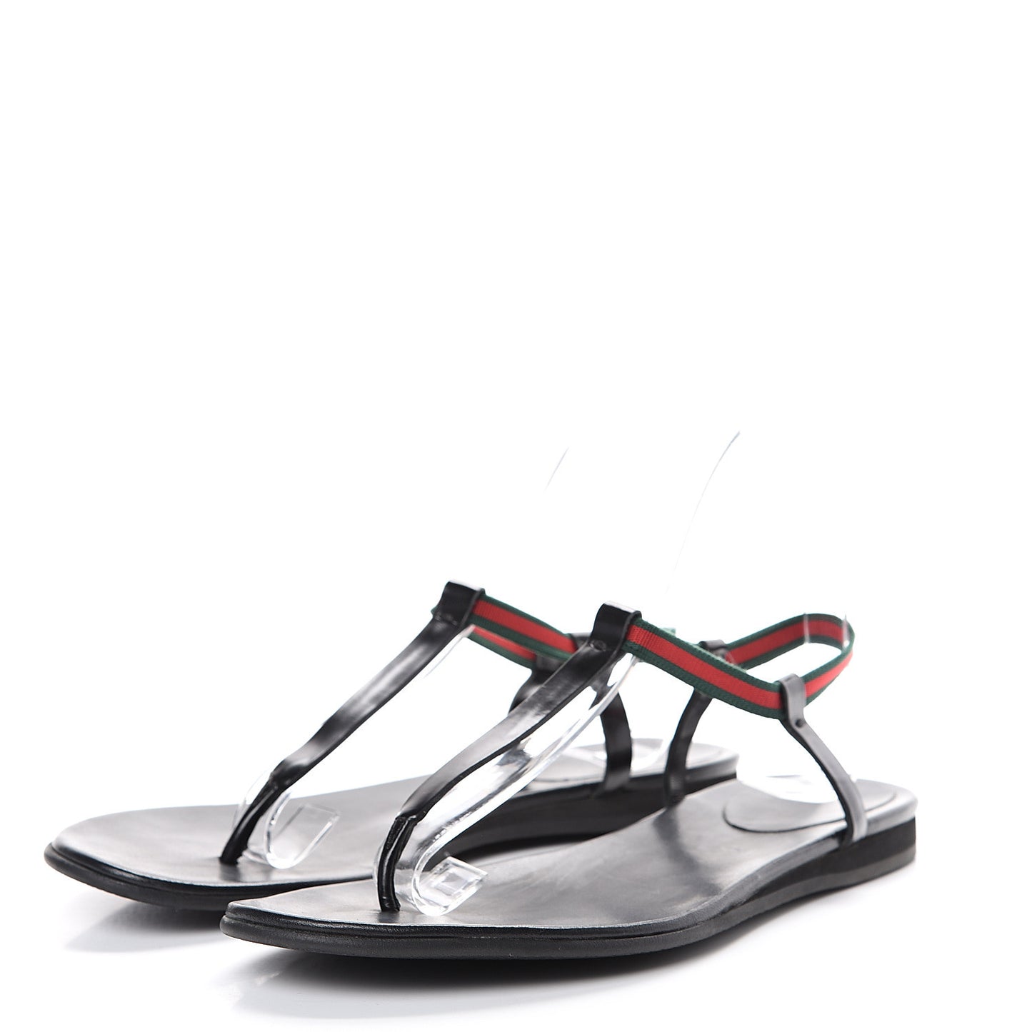 Calfskin Web Thong Sandals 39 Black