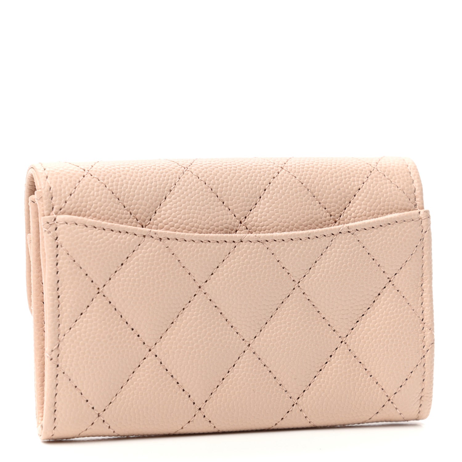 Chanel Caviar Quilted Flap Card Holder Wallet Beige 3 of 8
