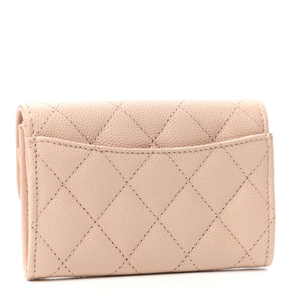 Chanel Caviar Quilted Flap Card Holder Wallet Beige 3 of 8