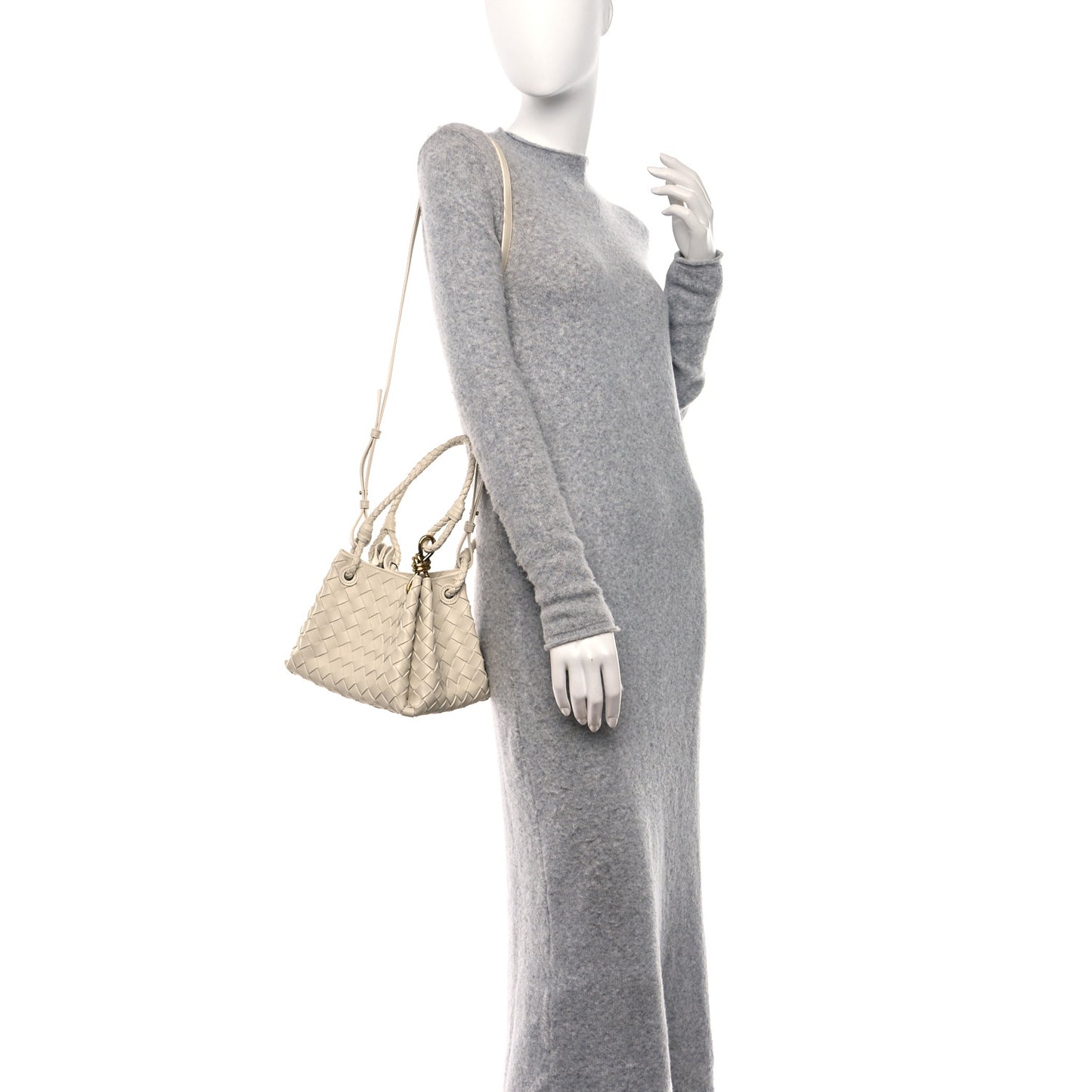Nappa Intrecciato Small Parachute Shoulder Bag Sea Salt