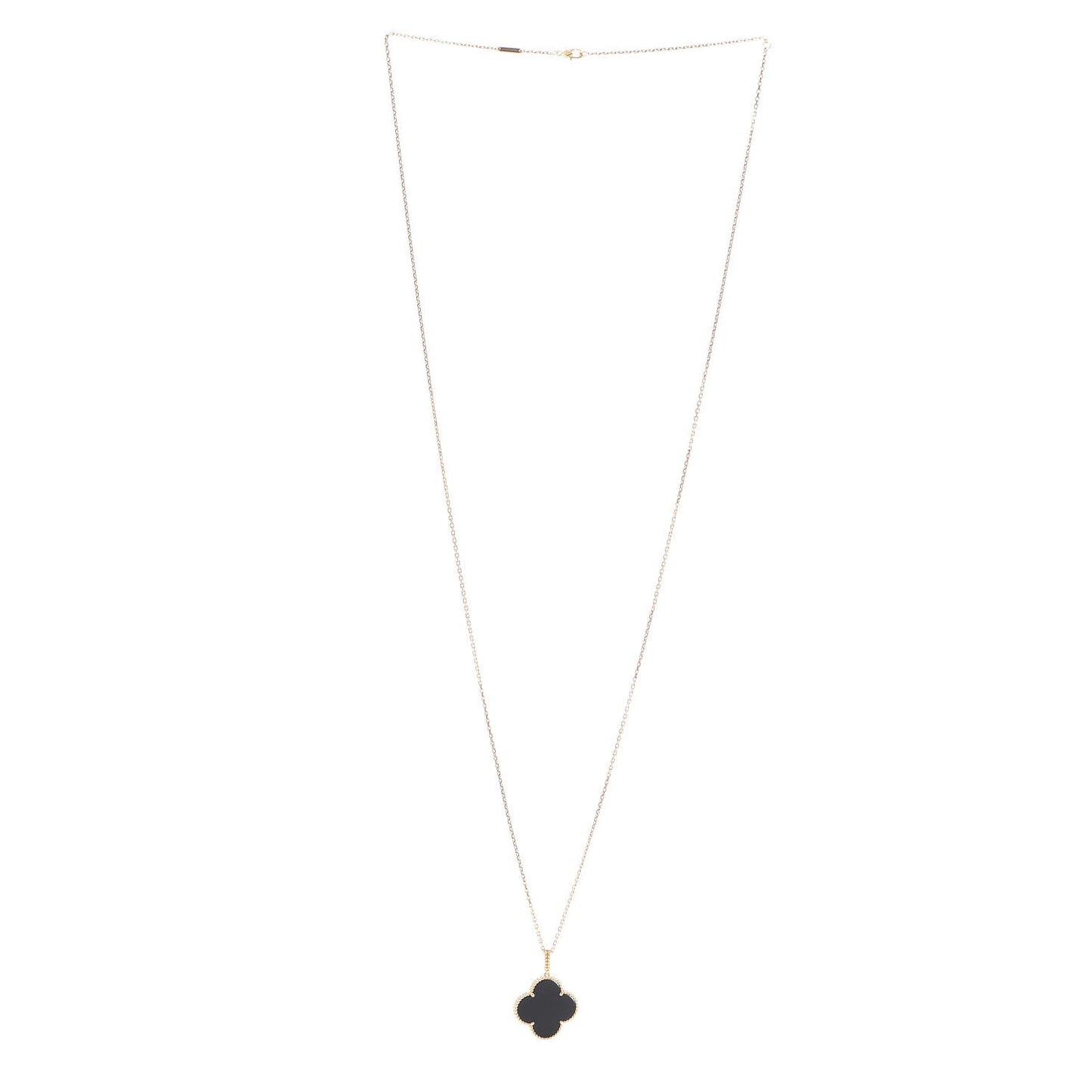 18K Yellow Gold Black Onyx Magic Alhambra Pendant Necklace