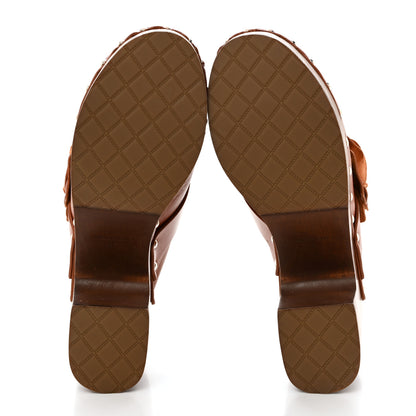 Chanel Calfskin Camellia Clogs 37 Brown 5 of 9