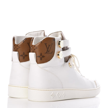 Louis Vuitton Calfskin Reverse Monogram Boombox High Top Sneakers 38.5 White 4 of 11