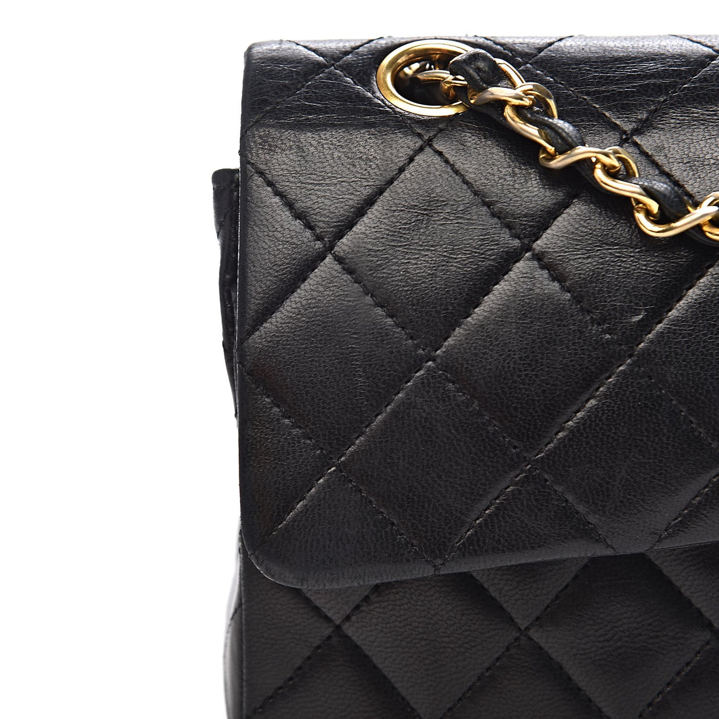 Lambskin Quilted Small Double Flap Black