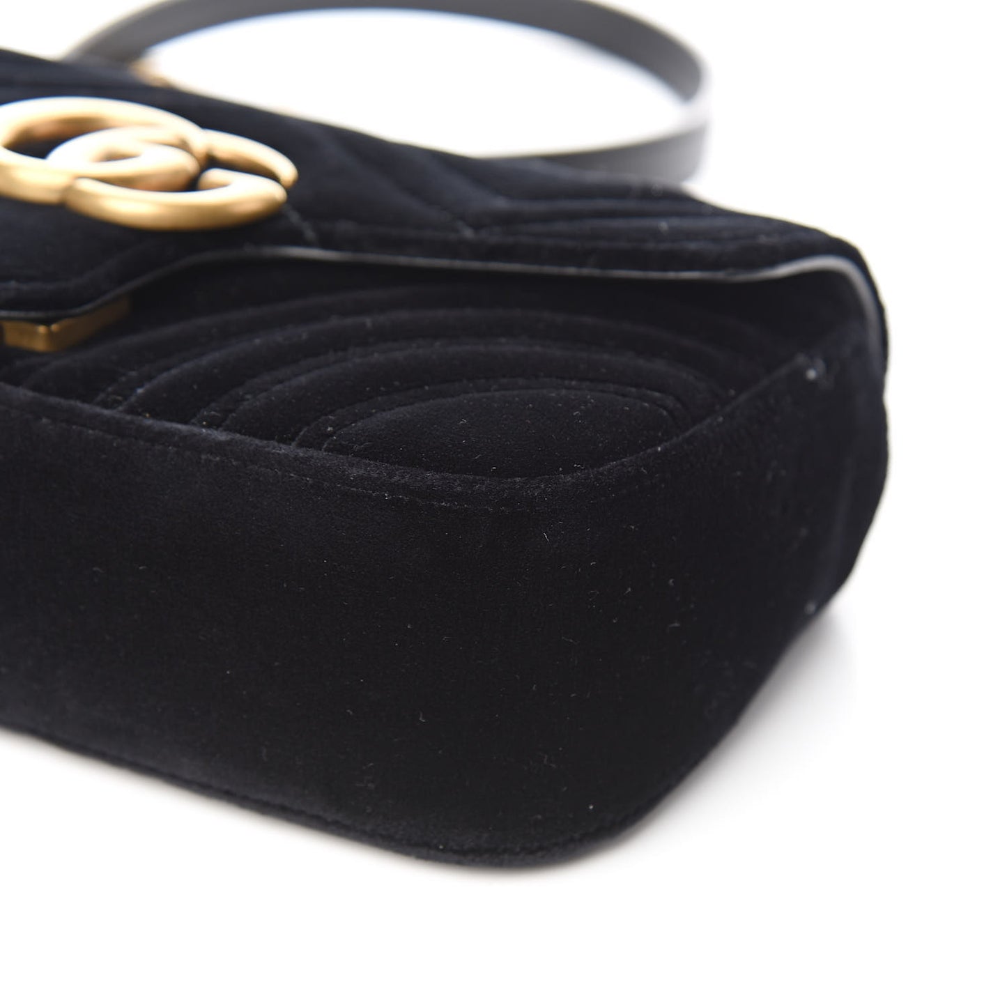 Velvet Matelasse Mini GG Marmont Shoulder Bag Black