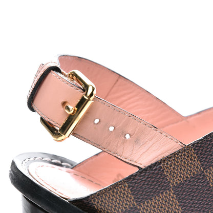 Louis Vuitton Calfskin Damier Ebene Passenger Heeled Sandals 39 12 of 12