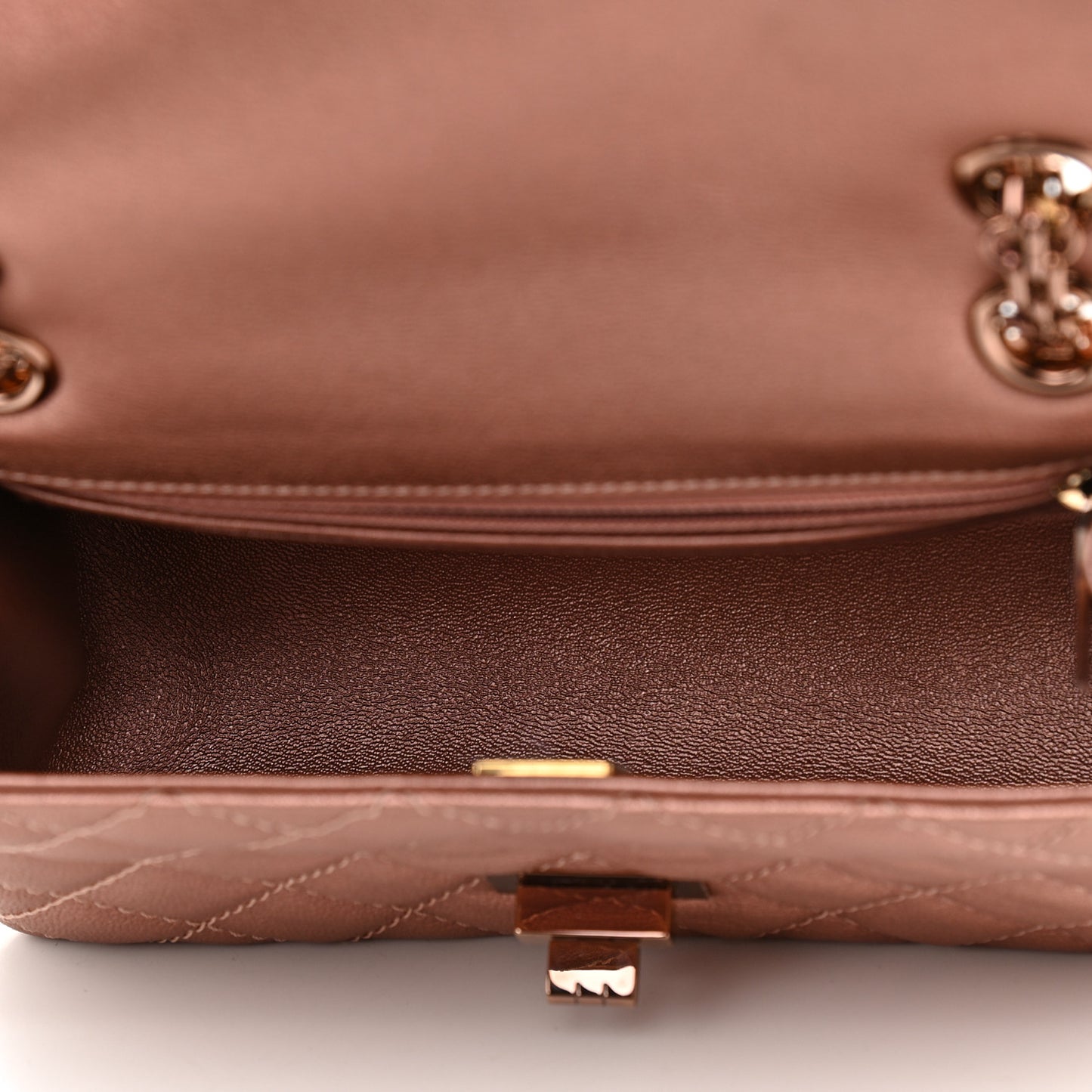 Metallic Grained Calfskin Quilted 2.55 Reissue Mini Flap Copper Pink