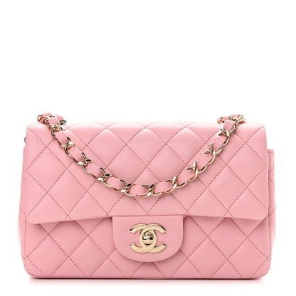 Chanel Lambskin Quilted Mini Rectangular Flap Pink 1 of 10