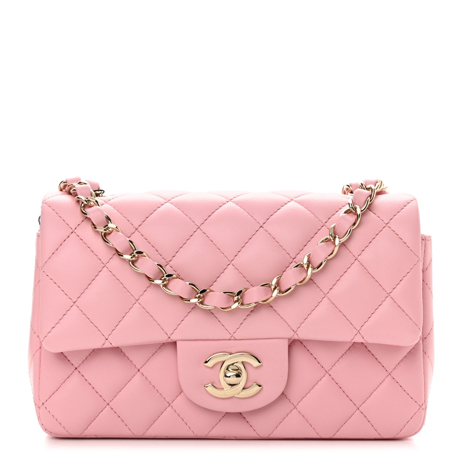 Chanel Lambskin Quilted Mini Rectangular Flap Pink 1 of 11