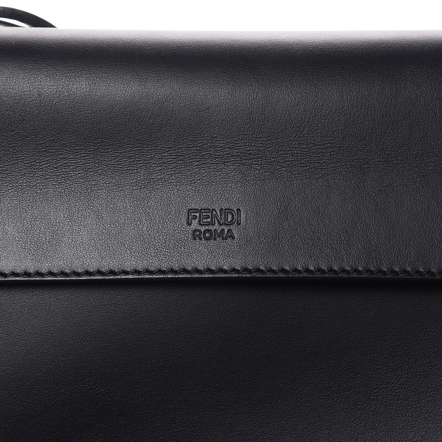 Fendi Vitello Century Velvet F is Fendi FF Kan I Shoulder Bag Black Tobacco 9 of 11
