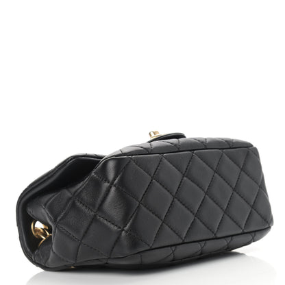 Chanel Lambskin Resin Quilted Mini Pearl Samba Square Flap Black 4 of 9