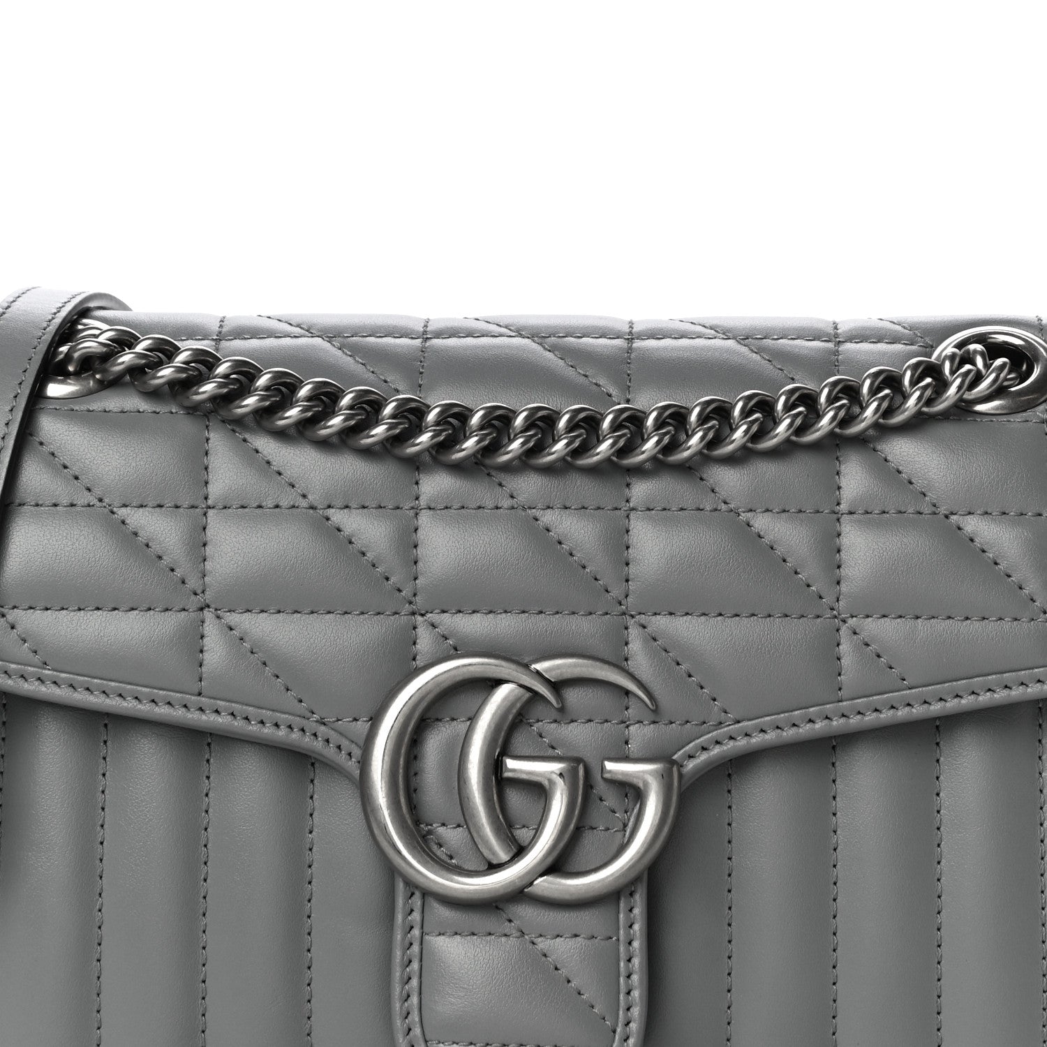 Gucci Calfskin Matelasse Aria Small GG Marmont Shoulder Bag Deep Grey 9 of 11