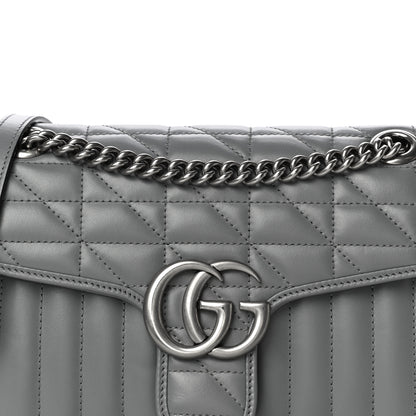 Gucci Calfskin Matelasse Aria Small GG Marmont Shoulder Bag Deep Grey 9 of 11