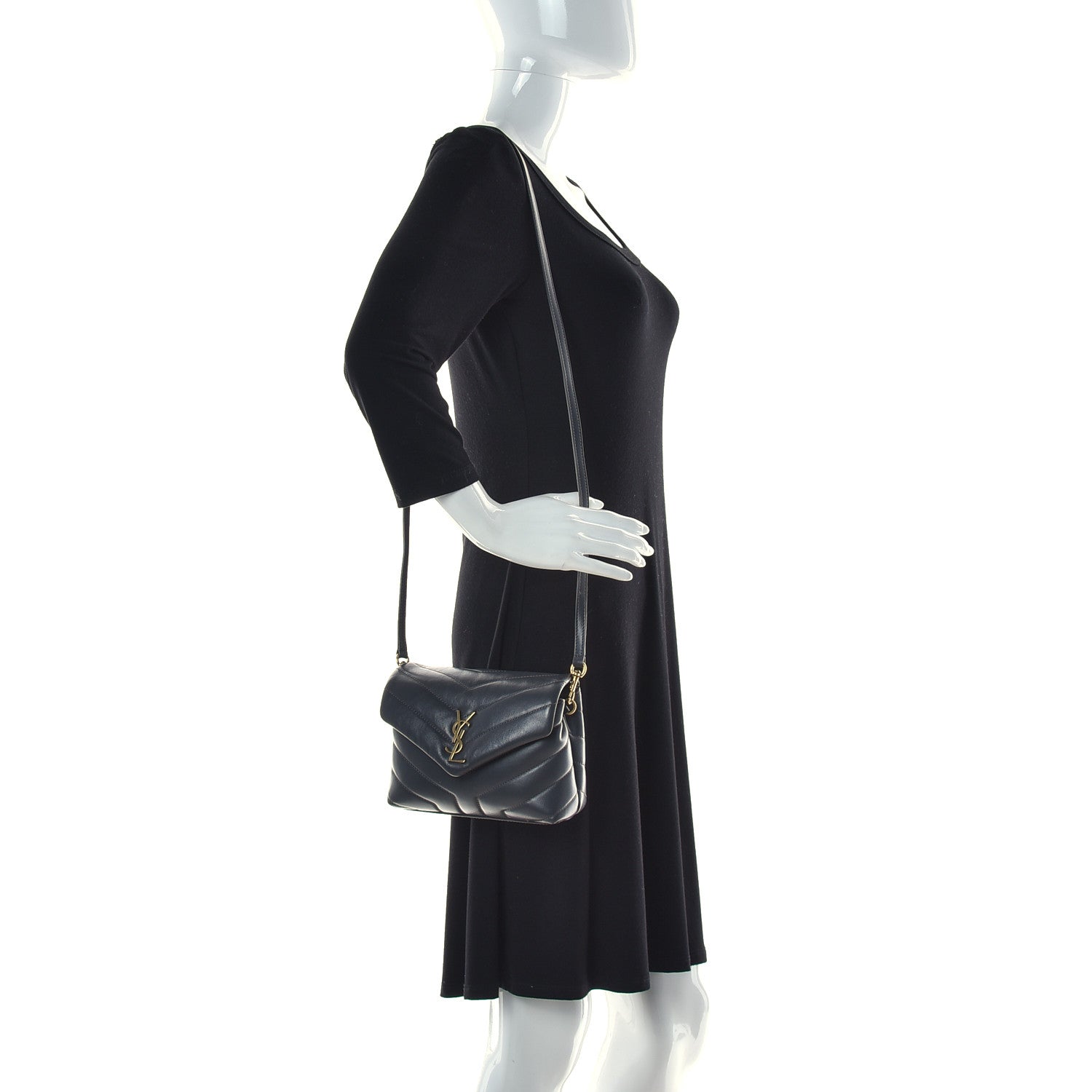 Saint Laurent Calfskin Y Quilted Monogram Toy Loulou Satchel Storm 2 of 15