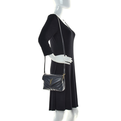 Saint Laurent Calfskin Y Quilted Monogram Toy Loulou Satchel Storm 2 of 15