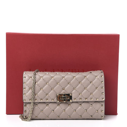 Valentino Garavani Lambskin Rockstud Spike Wallet on Chain Poudre 10 of 10